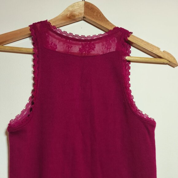 y2k Vanity Racerback Lace Ribbed Racerback Tank sz S Raspberry Coquette Layers - Picture 5 of 7